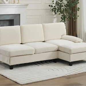 Kanapa narożna 3-osobowa w kształcie litery L – 194x118x81 cm – Modułowa – Miękkie poduszki – Len – Beżowy 4860516 Kanapa narożna 3-osobowa w kształcie litery L – 194x118x81 cm – Modułowa – Miękkie poduszki – Len – Beżowy 4860516