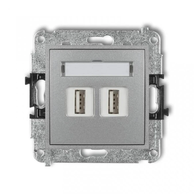 MINI Gniazdo podwójne 2xUSB‑AA 3.0 srebrny metalik 7MGUSB‑6 - obrazek 1