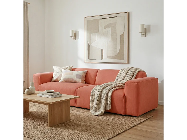 HUNZA – sofa 3-osobowa z funkcją spania 152x202 cm, tkanina Fjord 56 różowa 4908315 - obrazek 1