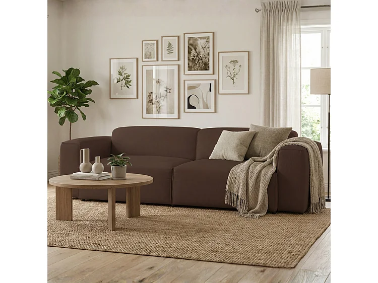 HUNZA – sofa 3-osobowa z funkcją spania 152x202 cm, tkanina Fjord 47 brązowa 4908316 - obrazek 1