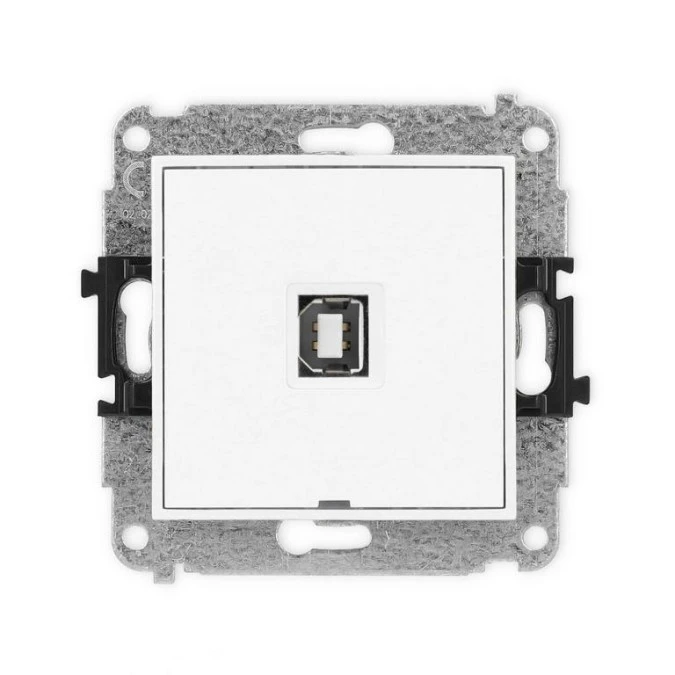 MINI Mechanizm gniazda pojedynczego USB A‑B 2.0, bez pola opisowego biały mat 25MGUSBBO‑3 - obrazek 1