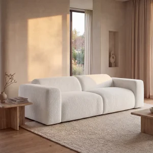 Kanapa 3-osobowa tapicerowana białym frotte POGNI marki Maison Céphy 999797 Kanapa 3-osobowa tapicerowana białym frotte POGNI marki Maison Céphy 999797