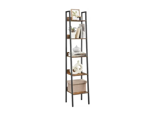 Industrialny regał stojący czarny 5 półek drabinka na książki loft modern 4922772 Industrialny regał stojący czarny 5 półek drabinka na książki loft modern 4922772