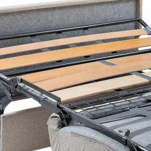 Kanapa narożna dwustronna rozkładana typu express z tapicerką w butelkowej zieleni – Miejsce do spania 160 cm z szerokimi listewkami – Materac 22 cm z pamięcią kształtu – CALIFE 1654255