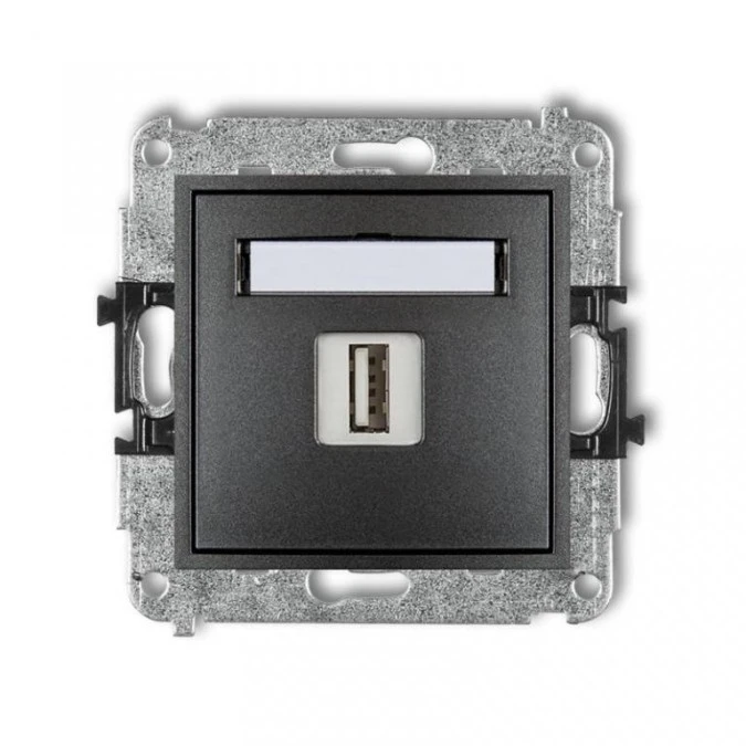 MINI Gniazdo pojedyncze USB‑AA 2.0 grafitowe 11MGUSB‑1 - obrazek 1