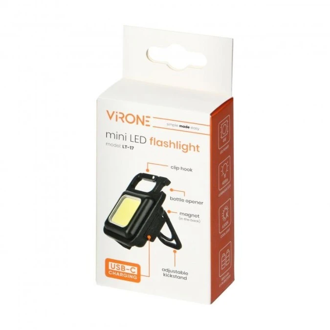 Mini latarka LED COB, 400lm, 500 mAh, 6500K,LT‑17 - obrazek 2