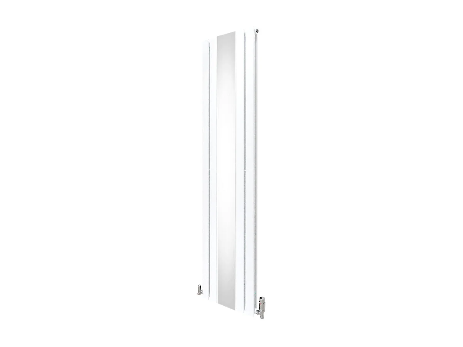 Grzejnik z płaskim lustrem i zaworami - 1800 mm x 425 mm - biały 3485917 - obrazek 1
