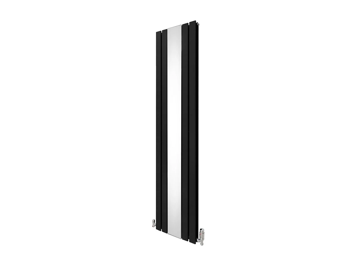 Grzejnik i zawory z płaskim lustrem - 1800 mm x 425 mm - czarny 3485928 - obrazek 1