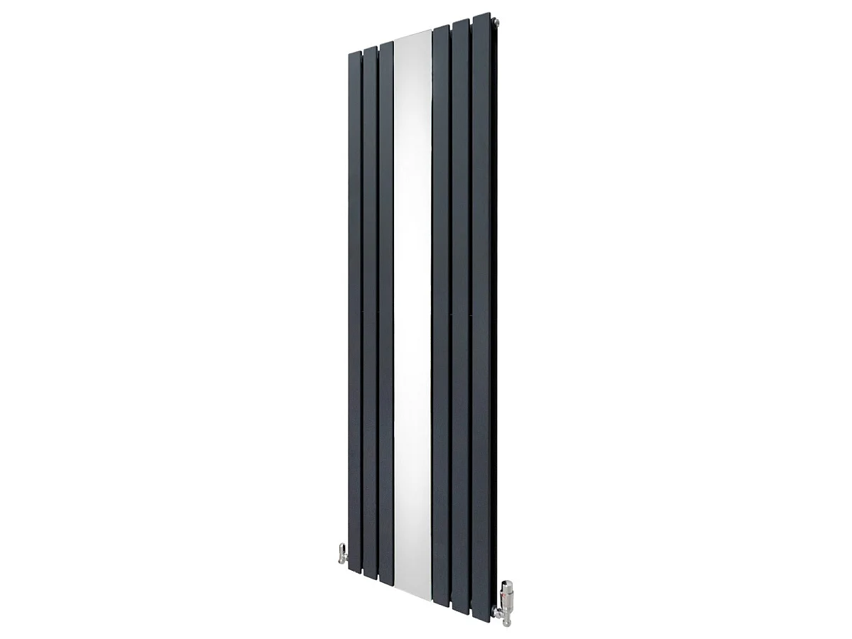 Grzejnik z płaskim lustrem i zaworami - 1800 mm x 565 mm - antracytowy szary 3486015 - obrazek 1