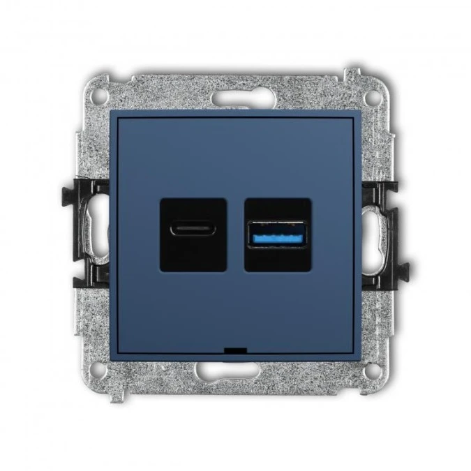 MINI Mechanizm ładowarki USB podwójnej USB C + USB A, 30W max., bez pola opisowego navy blue 64MCUSBBO‑10 - obrazek 1