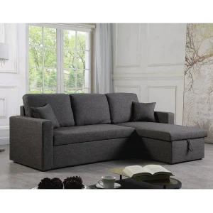 Kanapa narożna „Alain” – 221 x 145 x 85 cm – 3 miejsca – Szara 459691 Kanapa narożna „Alain” – 221 x 145 x 85 cm – 3 miejsca – Szara 459691