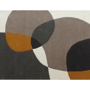 Dywan tuftowany 100% wełna wzory abstrakcyjne – 160 x 230 cm – Taupe i szary – 2400 g/m² – GUALINA 4826231