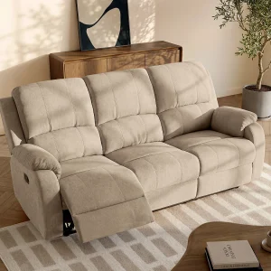 Kanapa 3-osobowa z funkcją relax z mikrofibry taupe – BRODY 1814895