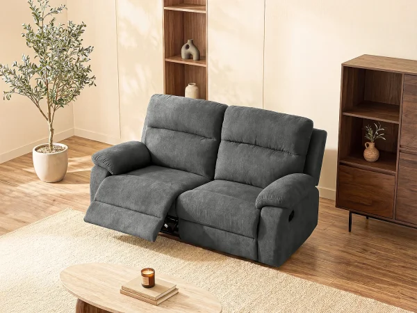 Kanapa 2-osobowa TOLZANO z tkaniny, z funkcją relax – kolor antracytowy 113253 Kanapa 2-osobowa TOLZANO z tkaniny, z funkcją relax – kolor antracytowy 113253