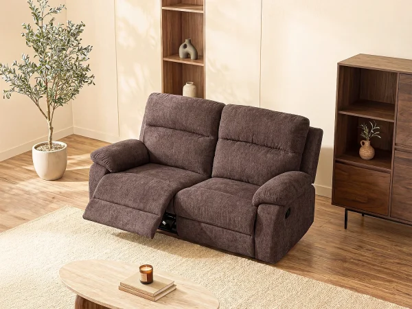 Kanapa 2-osobowa TOLZANO z tkaniny, z funkcją relax – kolor brązowy 113259 Kanapa 2-osobowa TOLZANO z tkaniny, z funkcją relax – kolor brązowy 113259