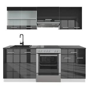 Jednostka kuchenna antracytowy wysoki połysk/biały 200x46x81.6 r-line 4780258 Jednostka kuchenna antracytowy wysoki połysk/biały 200x46x81.6 r-line 4780258