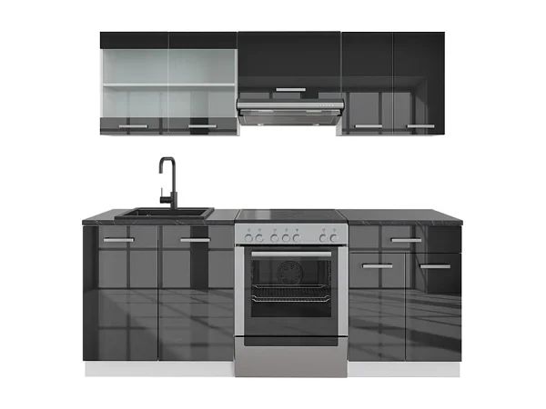 Jednostka kuchenna antracytowy wysoki połysk/biały 200x46x81.6 r-line 4780258 Jednostka kuchenna antracytowy wysoki połysk/biały 200x46x81.6 r-line 4780258