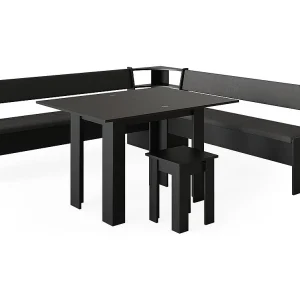 Grupa ławek narożnych czarny 210x210x80 roman 4773575 Grupa ławek narożnych czarny 210x210x80 roman 4773575
