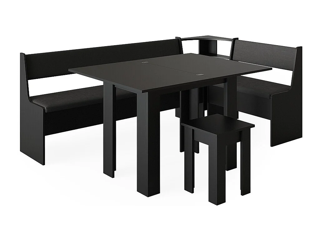 Grupa ławek narożnych czarny 210x120x80 roman 4773579 - obrazek 1