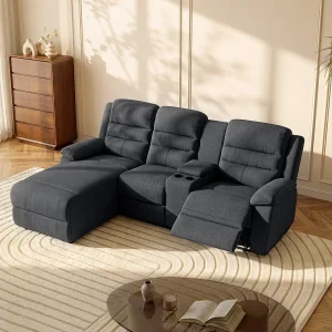 Kanapa narożna lewostronna z funkcją relax z tkaniny antracytowej MACEDONIA 132641