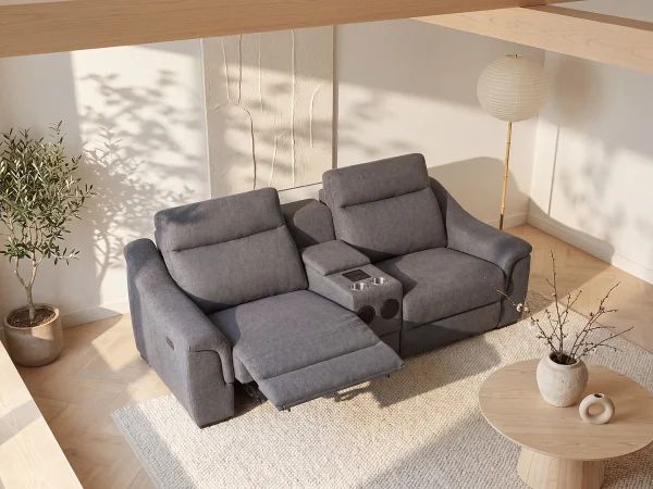 Kanapa 2-osobowa z elektryczną funkcją relax i szarą tapicerką – VERETO 757811 Kanapa 2-osobowa z elektryczną funkcją relax i szarą tapicerką – VERETO 757811