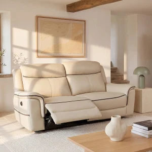 Kanapa 2-osobowa ANGELIQUE ze skóry, z elektryczną funkcją relax – kolor czarny i biały 108603 Kanapa 2-osobowa ANGELIQUE ze skóry, z elektryczną funkcją relax – kolor czarny i biały 108603