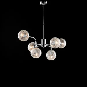 Lampa wisząca Ikarus z polerowanego chromowanego żelaza 6 lamp X 92 Ø86 BL213-6-CR 3717207 Lampa wisząca Ikarus z polerowanego chromowanego żelaza 6 lamp X 92 Ø86 BL213-6-CR 3717207