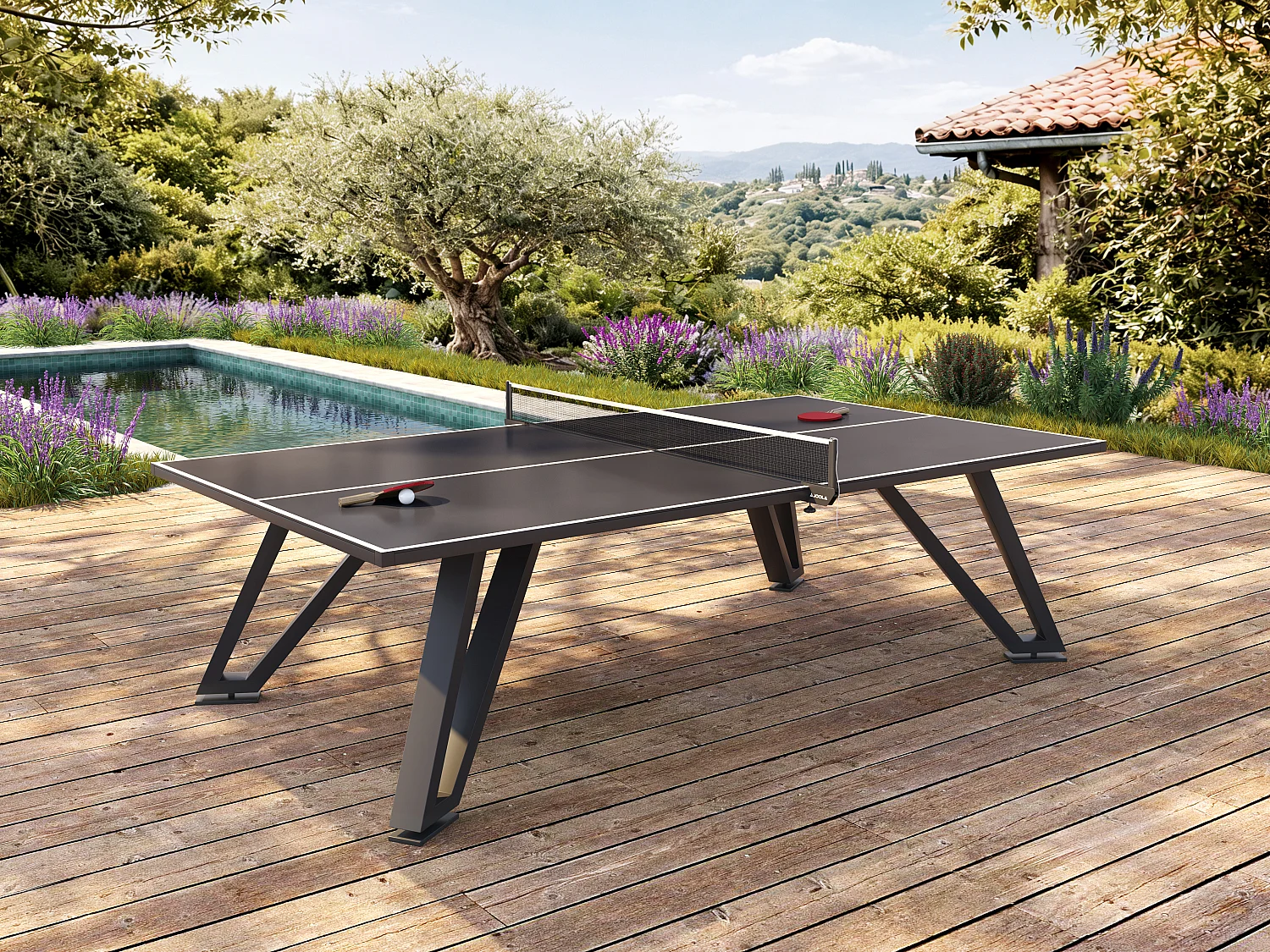 Stół do ping ponga zewnętrzny stały - 274 x 152.5 x 76 cm - Czarny - WESTON 4770955 - obrazek 1