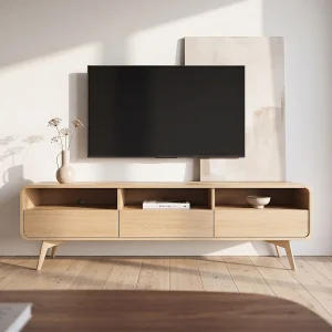 Szafka RTV z 3 szufladami i 3 wnękami – Naturalny – JALEMO 4035203 Szafka RTV z 3 szufladami i 3 wnękami – Naturalny – JALEMO 4035203