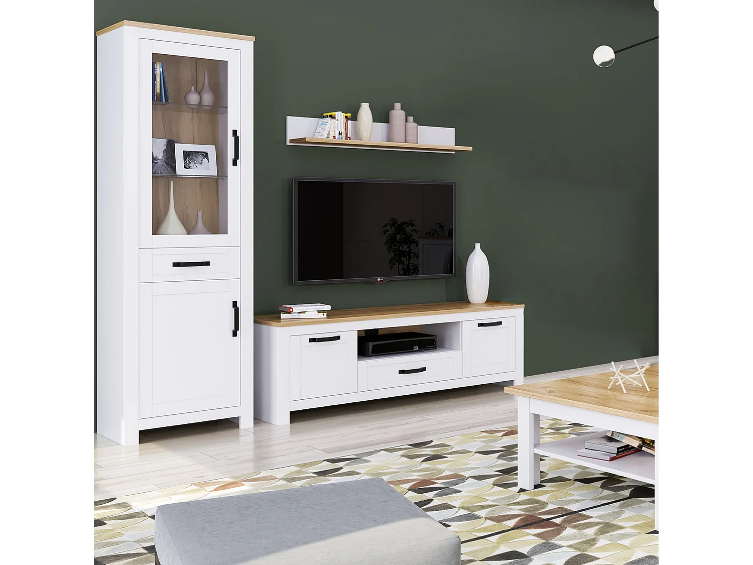 Highboard 64x199,5x41 cm dąb biały 4637840 - obrazek 1