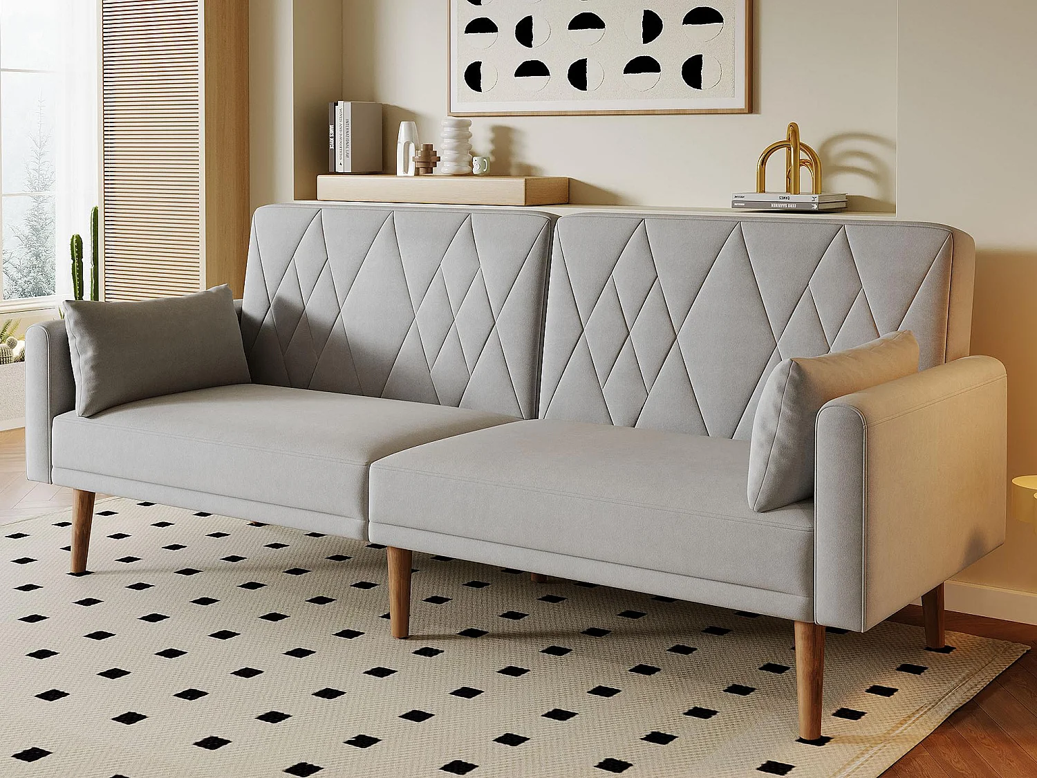 Kanapa dwuosobowa 180x75x82 cm - Regulowane oparcie - Welur - Szary 4182042 - obrazek 1