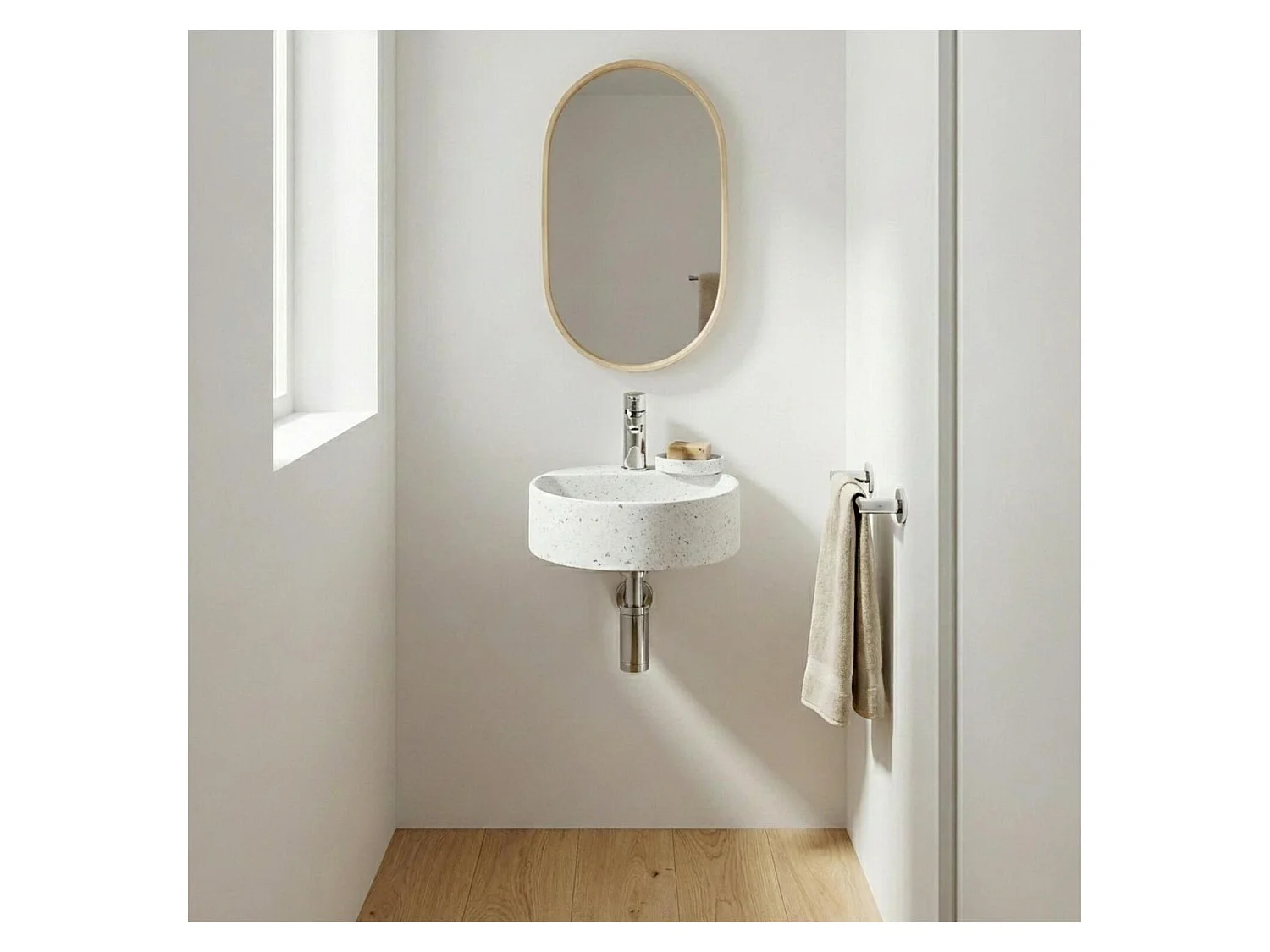 IZIA 30 cm okrągła umywalka ścienna z lastryko 4379234 - obrazek 1