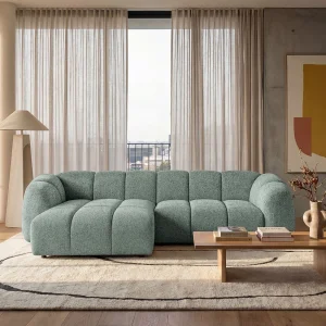 Kanapa narożna Mali Design 280 x 150 cm | Kanapa w kształcie litery L z wysokiej jakości tkaniny strukturalnej Puente | 06 jasnoszara | Puf po lewej stronie 5011240