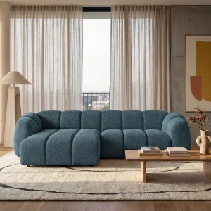 Kanapa narożna Mali Design 280 x 150 cm | Kanapa w kształcie litery L z wysokiej jakości tkaniny strukturalnej Puente | 06 jasnoszara | Puf po lewej stronie 5011248