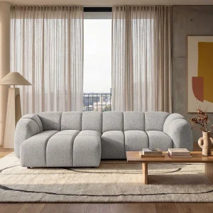 Kanapa narożna Mali Design 280 x 150 cm | Kanapa w kształcie litery L z wysokiej jakości tkaniny strukturalnej Puente | 06 jasnoszara | Puf po lewej stronie 5011279 Kanapa narożna Mali Design 280 x 150 cm | Kanapa w kształcie litery L z wysokiej jakości tkaniny strukturalnej Puente | 06 jasnoszara | Puf po lewej stronie 5011279