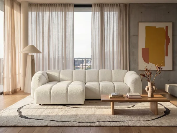 Kanapa narożna Mali Design 280 x 150 cm | Kanapa w kształcie litery L z wysokiej jakości tkaniny strukturalnej Puente | 06 jasnoszara | Puf po lewej stronie 5011281 Kanapa narożna Mali Design 280 x 150 cm | Kanapa w kształcie litery L z wysokiej jakości tkaniny strukturalnej Puente | 06 jasnoszara | Puf po lewej stronie 5011281