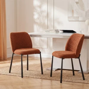 Zestaw 2 krzeseł z teksturowanej tkaniny i czarnego metalu – Terracotta – JIZAK 4064460 Zestaw 2 krzeseł z teksturowanej tkaniny i czarnego metalu – Terracotta – JIZAK 4064460