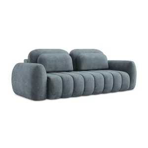 Kanapa 3-osobowa z funkcją spania – z tkaniny szenilowej – jeans – GINOSA 4542940