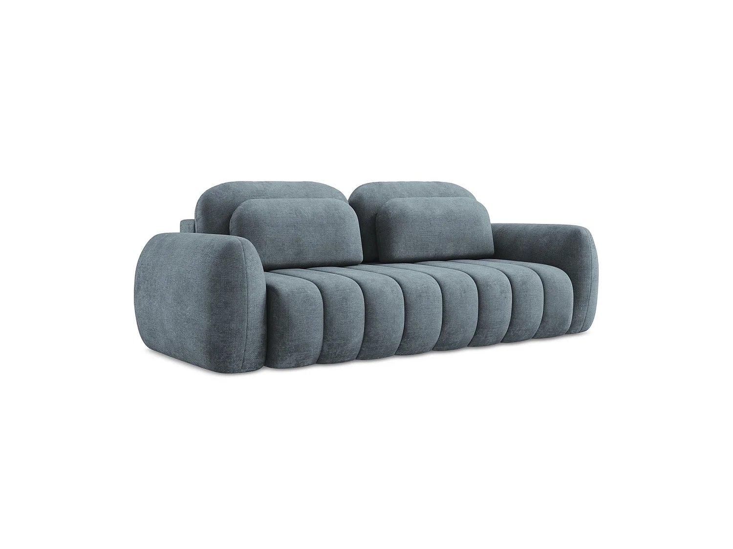 Kanapa 3-osobowa z funkcją spania - z tkaniny szenilowej - jeans - GINOSA 4542940 - obrazek 1
