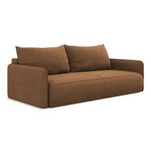 Kanapa 3-osobowa z funkcją spania – z tkaniny strukturalnej – terakota – PALERMO 3700469 Kanapa 3-osobowa z funkcją spania – z tkaniny strukturalnej – terakota – PALERMO 3700469