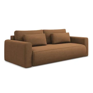 Kanapa 3-osobowa z funkcją spania – z tkaniny strukturalnej – terakota – PERUGIA 3700679 Kanapa 3-osobowa z funkcją spania – z tkaniny strukturalnej – terakota – PERUGIA 3700679