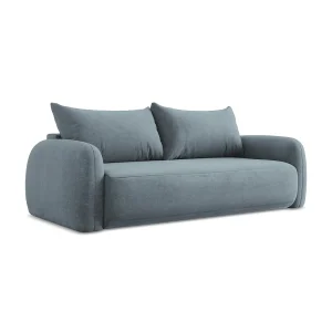 Kanapa 3-osobowa z funkcją spania – z tkaniny szenilowej – jeans – AMALFI 4542663