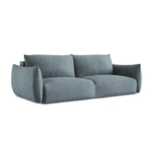 Kanapa 3-osobowa z funkcją spania – z tkaniny szenilowej – jeans – SAVONA 4542326