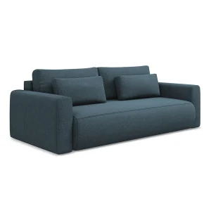Kanapa 3-osobowa z funkcją spania – z tkaniny strukturalnej – jeans – PERUGIA 3700907 Kanapa 3-osobowa z funkcją spania – z tkaniny strukturalnej – jeans – PERUGIA 3700907