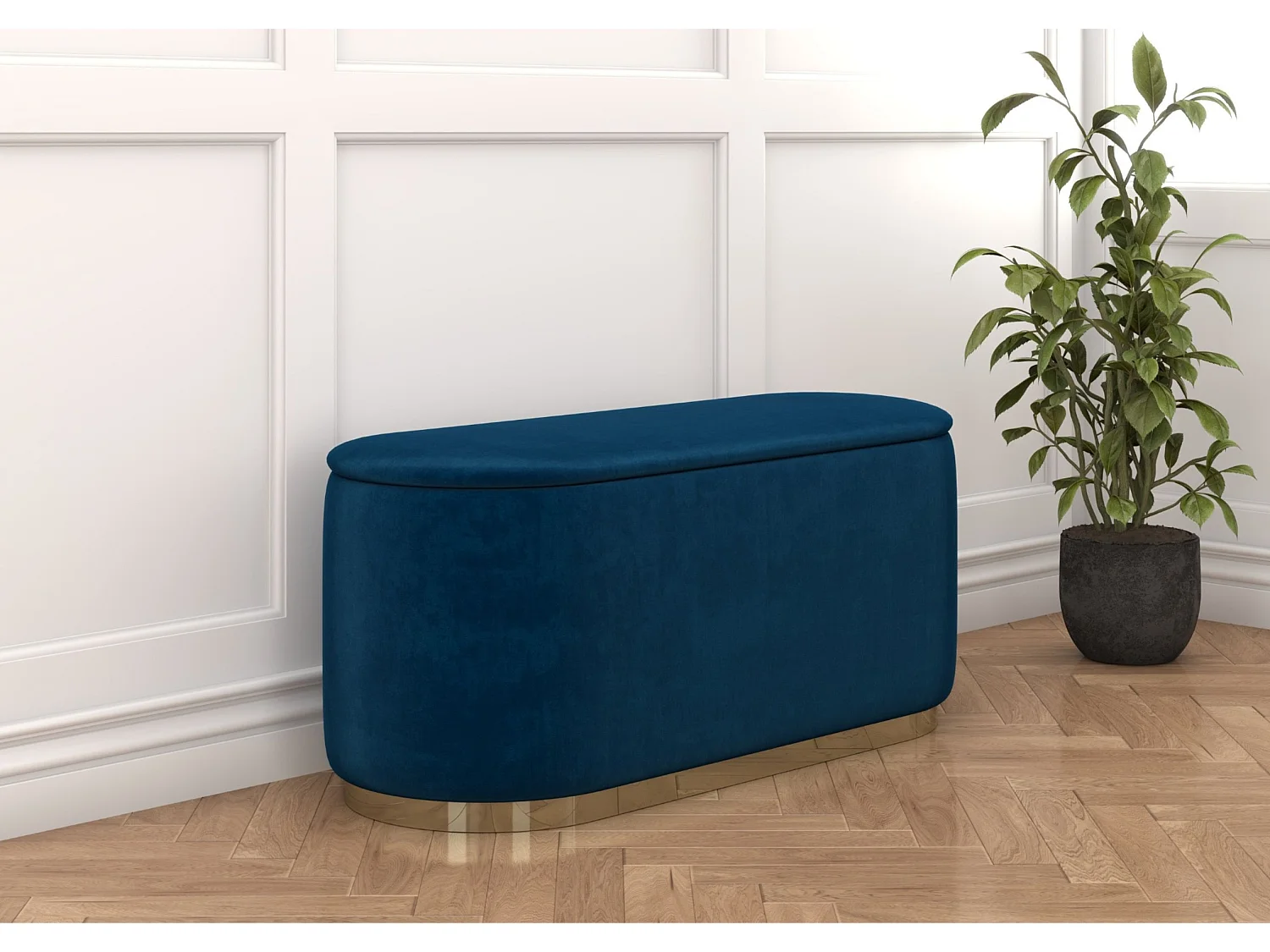 Granatowy owalny puf ze schowkiem Dancan SCARLETT/110 cm 3222756 - obrazek 1