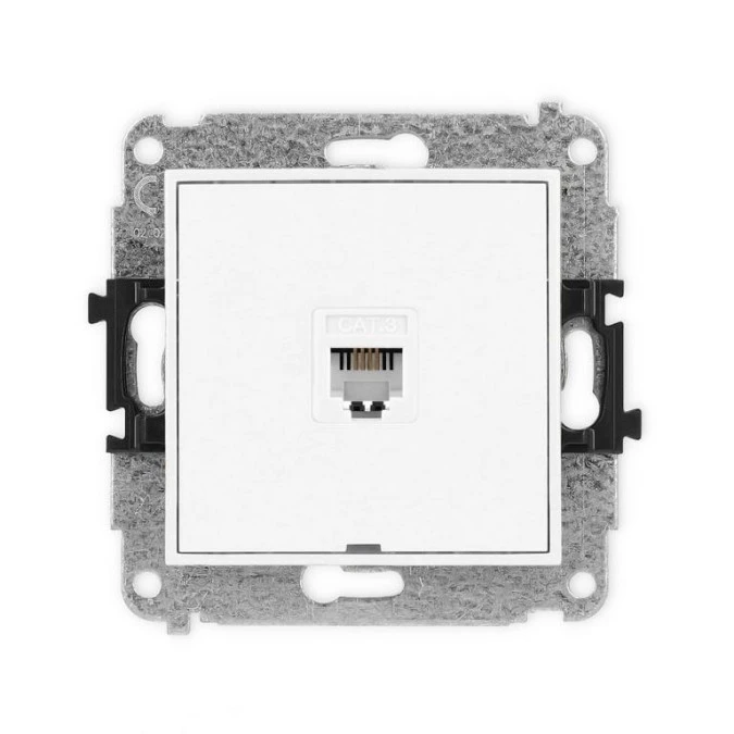 MINI Mechanizm gniazda telefonicznego pojedynczego 1xRJ11, 4‑stykowy, beznarzędziowe, bez pola opisowego biały mat 25MGTBO‑1 - obrazek 1