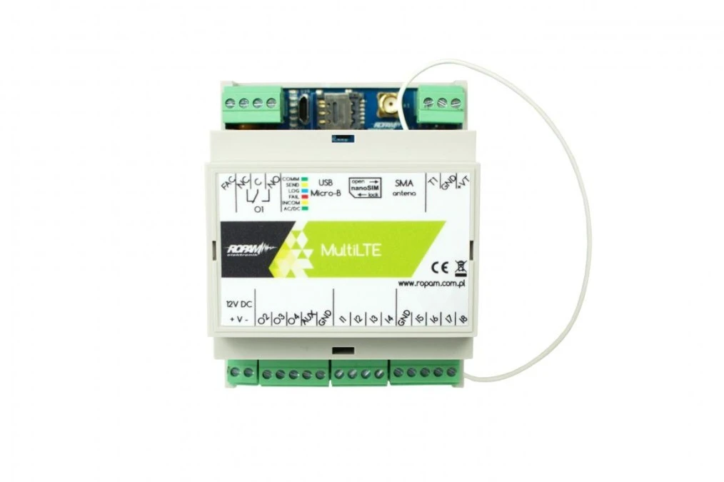 Moduł komunikacyjny LTE 4G/2G, 12VDC, 8wejść, 4 wyjścia, 1000 użytkowników, obudowa 4M, MultiLTE‑RF‑D4M - obrazek 1