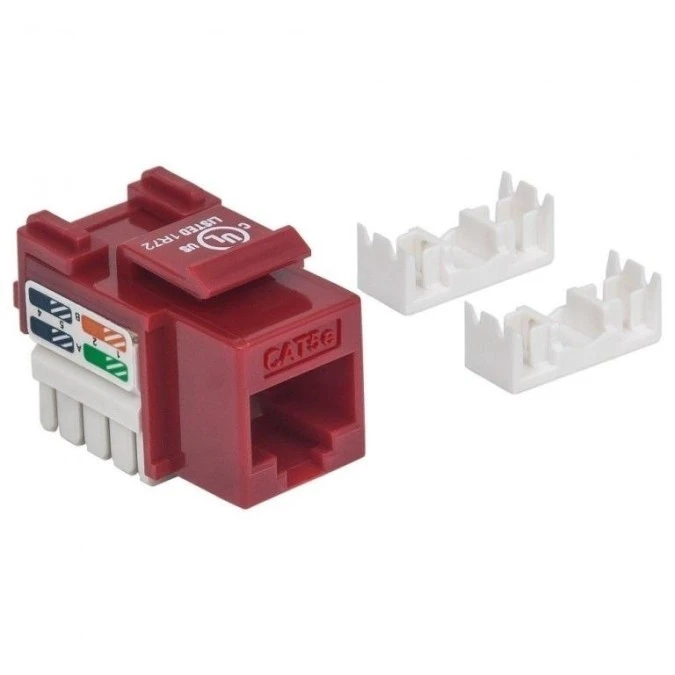 Moduł Keystone RJ45 UTP Cat5e Czerwony Punch‑Down - obrazek 2