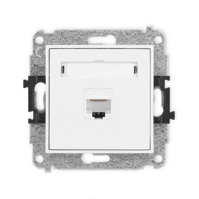 MINI Mechanizm gniazda komputerowego pojedynczego 1xRJ45, kat. 6A, 8‑stykowy biały mat 25MGK‑7 - obrazek 1