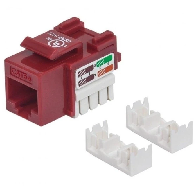 Moduł Keystone RJ45 UTP Cat5e Czerwony Punch‑Down - obrazek 1